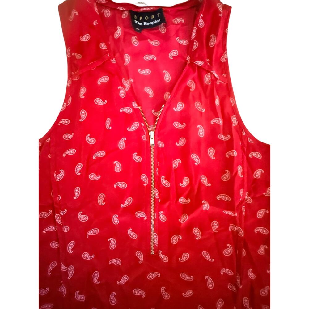 The Kooples Sport Red Silk Tank-Paisley Pattern-Sz. XS